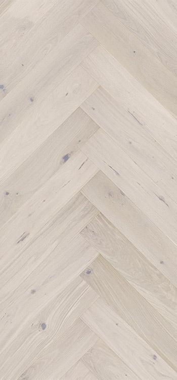 Drevená podlaha Dub Cappuccino Herringbone , matný lak, 14x130x725 mm