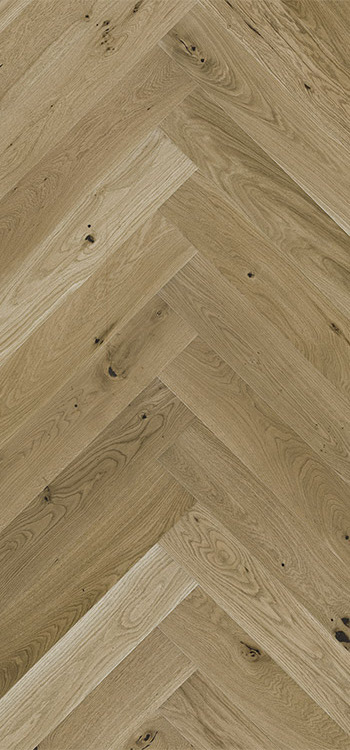 Drevená podlaha Dub Toffee Herringbone , matný lak, 14x130x725 mm