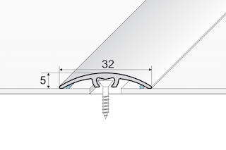 Prechodová lišta narážacia 32x5 mm, kovové dekory, (nivelácia 0-5,5mm)