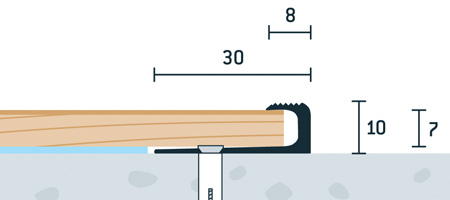 Ukončovacia lišta 30x10 mm, pre podlahy hrúbky 7 mm